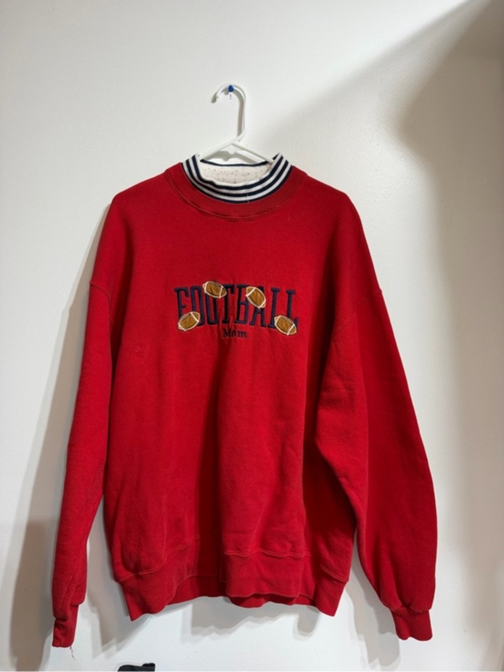 Vintage Oarsman 1913 "Football Mom" Crewneck Sweatshirt - Size XL, Red & Navy